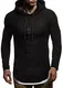 Leif Nelson Herren Kapuzenpullover Slim Fit Baumwolle-Anteil Moderner weißer Herren Hoodie-Sweatshirt-Pulli Langarm Herren schwarzer Pullover-Shirt mit Kapuze LN8120 Schwarz Medium
