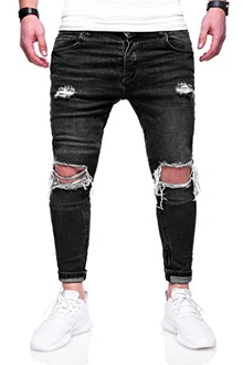 Rello & Rees Herren Destroyed Jeans Hose JN-3299 Schwarz (JN-3299) Rello & Rees Herren Destroyed Jeans Hose JN-3299 Schwarz (JN-3299)