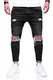 Rello & Rees Herren Destroyed Jeans Hose JN-3299 [Schwarz, W32/L32]