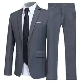 Anzug Herren Anzüge Slim Fit 2 Teilig für Business Herrenanzug Sakko Hose Grau M