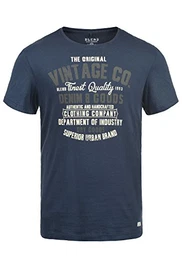 Vadim Herren T-Shirt Kurzarm Shirt mit Print und Rundhalsausschnitt, Größe:M, Farbe:Mood Indigo (74648)