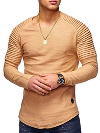 MT Styles Herren Oversize Sweatshirt Biker Pullover Hoodie MT-7311 [Beige, S]