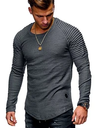 MT Styles Herren Oversize Sweatshirt Biker Pullover Hoodie MT-7311 [Dunkelgrau, L]