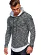 MT Styles Herren 2in1 Oversize Hoodie Biker Feinstrick Pullover Hoodie MT-9121 [Khaki, M]