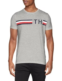 Herren Striped Logo Graphic Tee T-Shirt, Grau (Cloud Htr 501), Medium