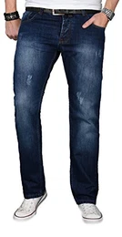 A. Salvarini Designer Herren Jeans Hose Jeanshose Regular Comfort gerades Bein, 32W / 32L, Dunkelblau