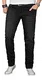Designer Herren Jeans Hose Regular Slim Fit Jeanshose Basic Stretch [AS-056 - W29 L30] Schwarz Effect
