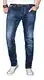 Designer Herren Jeans Hose Regular Slim Fit Jeanshose Basic Stretch [AS-052 - W29 L30] Dunkelblau Used