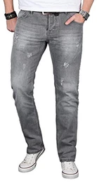 A. Salvarini Designer Herren Jeans Hose Jeanshose Regular Comfort gerades Bein [AS-065 - W32 L30]