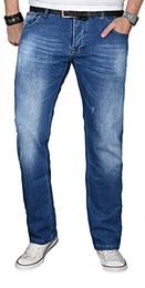 A. Salvarini Designer Herren Jeans Hose Jeanshose Regular Comfort gerades Bein [AS-063 - W32 L32]