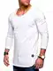 Rello & Reese Herren Oversize Longsleeve Crew Neck Sweatshirt T-Shirt MT-7315 [Weiß, M]
