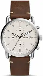 Commuter uhr für Herren, Chronographenwerk mit Edelstahl- oder Lederarmband, Grau, 42MM