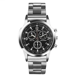 KUXIEN Herren Uhr Chronograph Quartz Edelstahl Armband