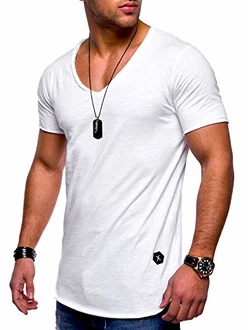 Rello & Reese Herren T-Shirt Kurzarm Basic Oversize V-Neck MT-7102 Weiß (MT-7102) Rello & Reese Herren T-Shirt Kurzarm Basic Oversize V-Neck MT-7102 Weiß (MT-7102)