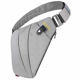 Umhängetasche Sport Brusttasche Praktische Anti-Diebstahl-Sicherheits-Umhängetasche Wasserdichte Umhängetasche Tragbar für Jugendliche und Erwachsene Reisen im Freien(Silber/Für Linkshänder)