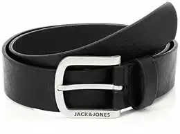 Herren Ledergürtel JACHARRY Belt Leder Optik Gürtel mit Logo Metall Schnalle, Farben:Schwarz, Größe Gürtel:80