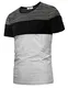 KAIUSI Herren Basic Rundhals Streifen Pullover Kurzarmshirt Grau-Schwarz-Kurzarm Medium