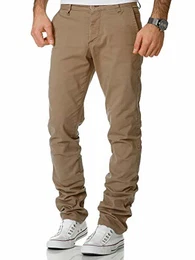 Herren Regular Slim Strech Chino Hose Fit 7009-10 Beige W32/L32
