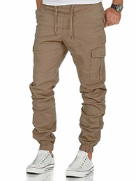 Herren Stretch Jogger Cargo Chino Jeans Hose 7006 Beige W34