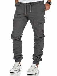 Herren Stretch Jogger Cargo Chino Jeans Hose 7006 Dunkelgrau W32
