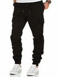 Amaci&Sons Herren Stretch Jogger Cargo Chino Jeans Hose 7006 SAN ANTONIO Schwarz