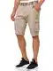 Indicode Herren Monroe Cargo Cargo-Shorts inkl. Gürtel   Bermuda Männer Sommerhose aus Baumwolle Greige M