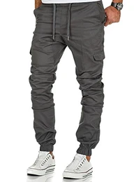 Herren Stretch Jogger Cargo Chino Jeans Hose 7007 Dunkelgrau W32