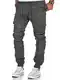 Amaci&Sons Herren Stretch Jogger Cargo Chino Jeans Hose 7007 Dunkelgrau W32