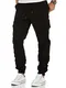 Amaci&Sons Herren Stretch Jogger Cargo Chino Jeans Hose 7007 Schwarz W32