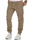 Amaci&Sons Herren Stretch Jogger Cargo Chino Jeans Hose 7007 Beige W30