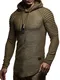 Leif Nelson Herren Kapuzenpullover Slim Fit Baumwolle-Anteil Moderner weißer Herren Hoodie-Sweatshirt-Pulli Langarm Herren schwarzer Pullover-Shirt mit Kapuze LN8128 Khaki Medium
