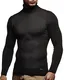 Leif Nelson Herren Pullover mit Rollkragen Slim Fit Langarmshirt Schwarzer Männer dünner Strickpullover - Sweatshirt Rollkragenpullover - Pulli Sommer LN1670 Schwarz Medium