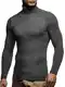 Leif Nelson Herren Pullover mit Rollkragen Slim Fit Langarmshirt Schwarzer Männer dünner Strickpullover - Sweatshirt Rollkragenpullover - Pulli Sommer LN1670 Anthrazit Large