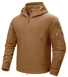 Fleecejacke Herren Jagdjacke Warm Winterjacke Militär Jacke Tactical Jacke Safari Angeln Multi Taschen Winter Jacke Warme Übergangsjacke Männer Arbeitsjacke Braun M