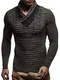 Leif Nelson Herren dünner Strick-Pullover Stehkragen Slim Fit Winter Sommer Moderner Männer Feinstrick Pulli Sweatshirt Langarm LN1640 Khaki Small