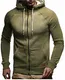 Leif Nelson Herren Sweatjacke mit Kapuze Slim Fit Baumwolle-Anteil Modernes Hoodie-Cardigan Langarm Männer Schwarze Freizeit-Kapuzen-Jacke für Winter Sommer LN8124 Khaki Large