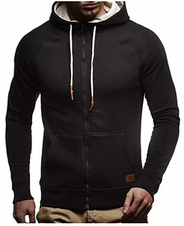 Leif Nelson Herren Sweatjacke mit Kapuze Slim Fit Hoodie-Cardigan LN8124