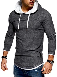 Herren 2in1 Oversize Hoodie Pullover Kapuzenpullover Hoodie MT-7426 [Dunkelgrau, M]