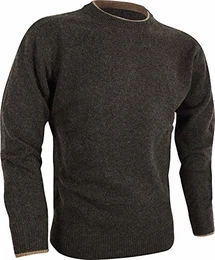 - Pullover mit Rundhalsausschnitt - gestrickt aus 100% Lammwolle - Dunkeloliv - XL
