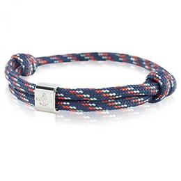 Surfer-Armband mit Charm für Damen und Herren - Marine/Rot/Grau 6794