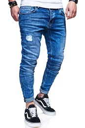 behype. Herren Destroyed Jeans-Hose 80-0100 (32/32, Hellblau)