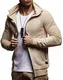 Leif Nelson Herren Sweatjacke ohne Kapuze Stehkragen Baumwolle-Anteil Moderne Herren Hoodie-Cardigan Langarm Männer Schwarze Sweat-Freizeitjacke für Sommer Winter LN8131 Beige Medium