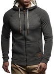 Leif Nelson Herren Sweatjacke mit Kapuze Slim Fit Hoodie-Cardigan LN8124 Anthrazit (LN8124)