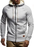Leif Nelson Herren Sweatjacke mit Kapuze Slim Fit Hoodie-Cardigan LN8124 Schwarz/Grau (LN8124)
