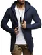 Leif Nelson Herren Sweatjacke mit Kapuze Slim Fit Baumwolle-Anteil Basic Männer Hoodie-Cardigan Langarm Jungen Schwarze Kapuzenjacke für Winter Sommer LN-6301- Blau Medium