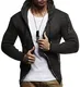 Leif Nelson Herren Strick-Jacke mit Kapuze Slim Fit Grobstrick Moderner schwarzer Herren Hoodie-Sweatjacke-Winterjacke Langarm Grobstrick LN5455 Anthrazit-Schwarz Medium