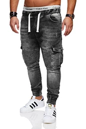 behype. Herren Destroyed Jogg-Jeans Biker Hose 80-2271 Dunkelgrau 32