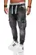 behype. Herren Destroyed Jogg-Jeans Biker Hose 80-2271 Dunkelgrau 32