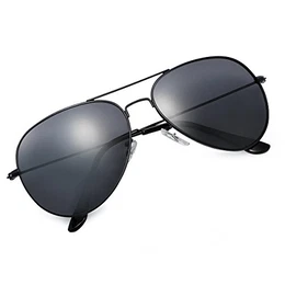 Yveser Polarisierte Sonnenbrille Pilotenbrille für Männer und Frauen Yv3025 (Schwarze Linse/Schwarze Rahmen)