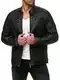 Redbridge Herren Jacke Übergangsjacke Biker Lederjacke Echtleder mit gesteppten Bereichen Schwarz M